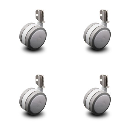 Service Caster 4" Gray Soft Twin Wheel Caster with Inside Mount Set Service Caster SCC-GR02S100-TPR-GRY-716-4-CB90-4
